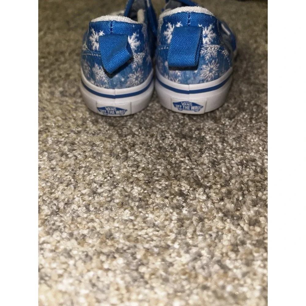 Vans Low Snowflake Blue Girls New Toddler Slip on No Tie 7.5 Winter Frozen